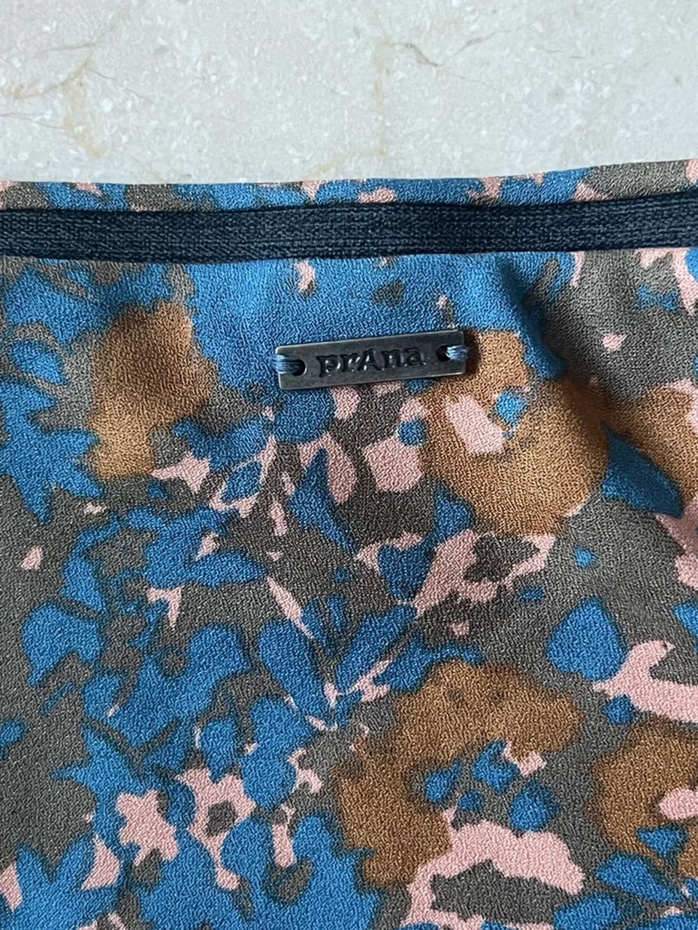 Prana “Wild at Heart” Blue Floral-Print Midi Skirt w/ Pink & Brown Accents Small - Picture 3 of 8
